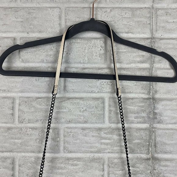 Neiman Marcus Vegan Leather Studded Crossbody Bag Beige Chain Envelope NEW Purse - Picture 4 of 8